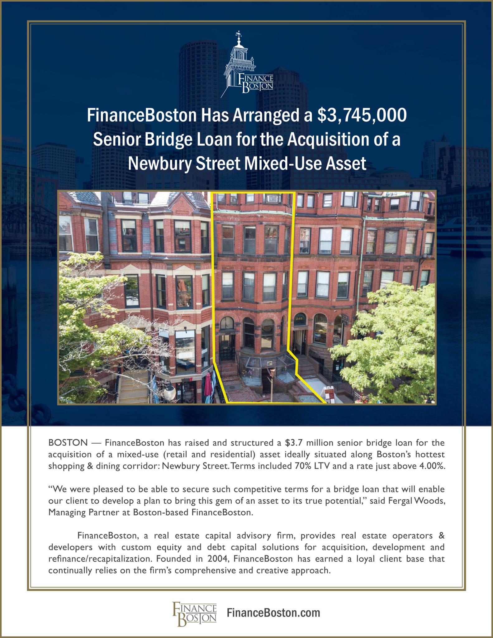 246 Newbury Press Release | FinanceBoston | Commercial Real Estate Loans